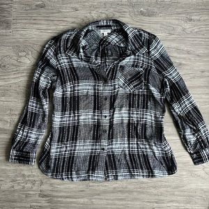 Style & Co Sparkly Plaid Top